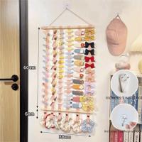 Clip para el cabello de gran capacidad, almacenamiento para colgar en la pared, ahorro de espacio, soporte de exhibición para diadema, cuerda resistente, organizador plegable para lazos para el cabello - details 2