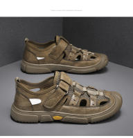 Sandalias de verano para hombre, sandalias romanas de cuero de ocio, zapatos de playa transpirables, zapatos cómodos para hombre, chanclas para exteriores, zapatillas deslizantes - details 15