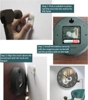 Reloj de pared Diámetro 30 cm Números redondos Reloj de pared de cuarzo Sin tictac Funciona con pilas (Negro) - details 3
