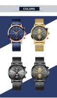 Reloj deportivo de acero inoxidable para hombre de lujo premium, 44,5 mm, multifuncional, moda, oro, negro, negocios, 3 bar, resistente al agua, reloj de pulsera de cuarzo para hombre - details 12