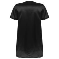 Camisón de satén para hombre y mujer, ropa de dormir de manga corta con cuello en V, ropa de dormir para el hogar, ropa de dormir con abertura lateral, albornoz para dormir - details 2
