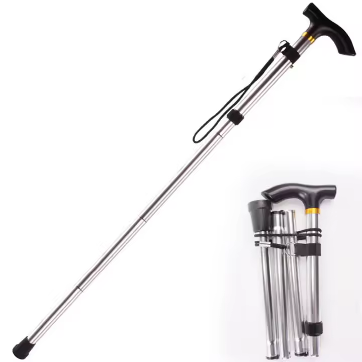 Bastón multifunción para caminar, bastones de Trekking, muletas plegables telescópicas, bastón de senderismo, bastón de Metal para personas mayores, bastón para caminar al aire libre - 1