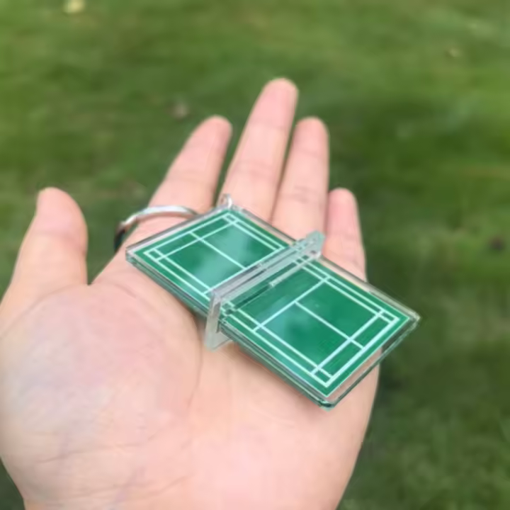 Llavero acrílico de bádminton, llavero tridimensional de dos caras para patio de juegos de bádminton, Mini tenis de mesa - 1