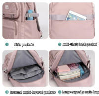 Mochila de gran capacidad para estudiantes, casual, impermeable, de nylon, con doble hombro, bolsa de viaje de moda para la univ - details 2