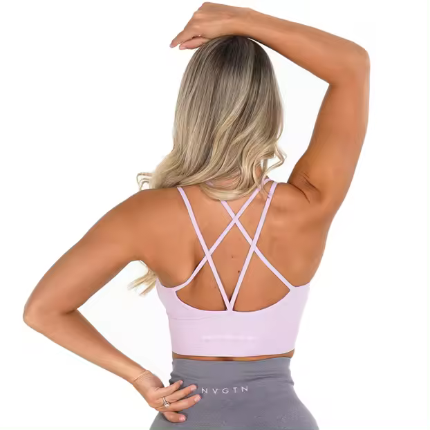 sin costuras para mujer, Top de licra, elástico, transpirable, realce de pecho, ropa interior deportiva de ocio - 1