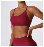 Top corto de gimnasio mejorado para yoga para mujer, sujetador deportivo ajustado sin costuras, sujetador transpirable - details 12