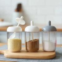 Tarro redondo con tapa, cuchara, botella, tarro sellado para condimentos, organizador de cocina - details 1