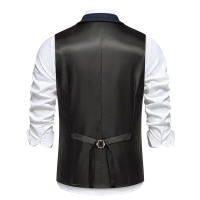 Chaleco de Tweed Grueso de Moda Retro para Hombres Chaleco de Fiesta de Ocio Casual Británico con Múltiples Bolsillos - details 13