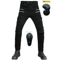 Motocicleta jeans hombres, locomotora multi-bolsa de herramientas pantalones de ciclismo, retro cremallera elástica de cuatro estaciones off-road anti-gota pantalones - details 3