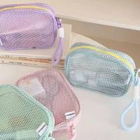 Bolsa de cosméticos de malla de Color sólido, bolsa de almacenamiento de gran capacidad, bolsa de maquillaje transparente, estuche organizador, bolsa de aseo, bolsa de maquillaje con almohada - details 12