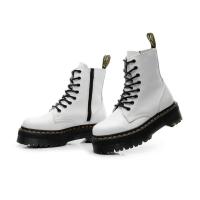 Suelas gruesas con forro polar Botas Dr. Martens, cremalleras laterales, botas cortas de mujer británica, suelas de pastel, botas de trabajo y zapatos de algodón - details 6