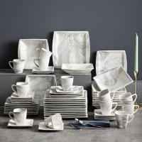 MALACASA-vajilla de porcelana gris Mármol, 30/60 piezas, con postre/sopa/plato de cena/taza/platillo, servicio para 12 - details 2
