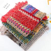 Poncho mongol cálido de Invierno para mujer, capa de punto de poliéster de estilo étnico suave, Jersey a rayas, chal con borla, moda - details 3