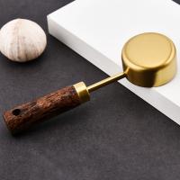 Cuchara medidora dorada de acero inoxidable con mango de madera, cuchara medidora para el hogar, Café en polvo, leche en polvo, condimentos, salsas, 10ml - details 1
