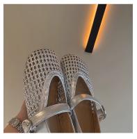 Sandalias Romanas con Talón de Una Palabra Tejido Zapatos Planos de Cabeza Redonda para Mujer 2025 - details 8
