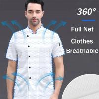 Camisa de trabajo de cocina para restaurante, chaqueta de Chef de manga corta de verano Unisex para hombres y mujeres, uniforme de Chef de cocina - details 2