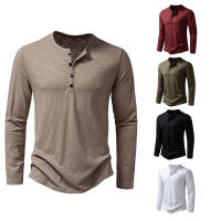 Hombres sudadera de los hombres de manga larga tops de los hombres de bambú de algodón Henley cuello de los hombres de la moda de manga larga camiseta - details 3