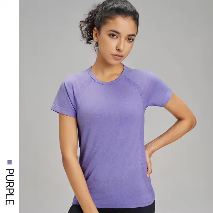 Diez colores Qui Spor T-t, Ster de mujer, ropa transpirable, Top de manga corta de yoga de color sólido - 1