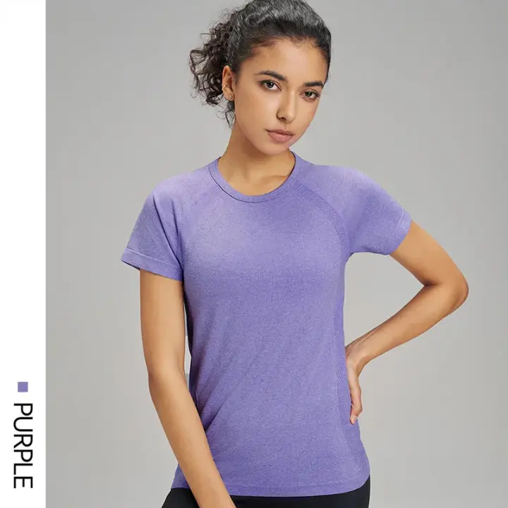Diez colores Qui Spor T-t, Ster de mujer, ropa transpirable, Top de manga corta de yoga de color sólido - 1