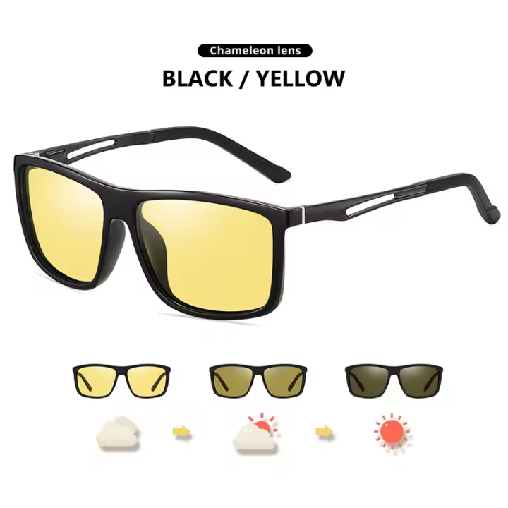 Gafas de Sol Polarizadas Photochromáticas de Marca Cuadrada Gafas de Visión Nocturna para Conducir - 1