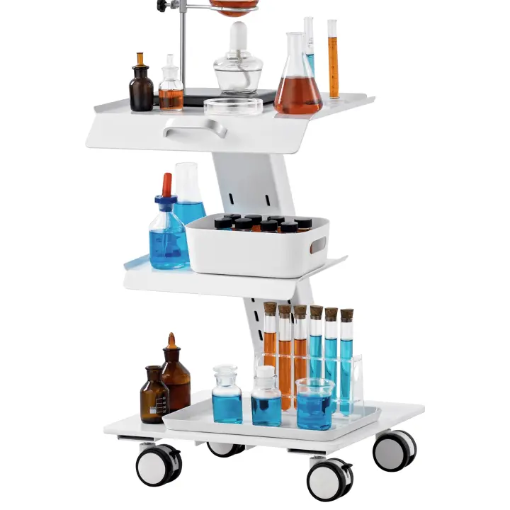 SucceBuy Carro de laboratorio, carro rodante de metal con ruedas giratorias, carro de bandeja móvil para laboratorio, clínica, belleza y salón - 1
