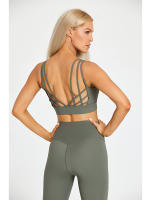 SHINBENE-Sujetador deportivo con tirantes para mujer, sostén deportivo con escote en V, espalda cruzada, acolchado, entrenamiento, Yoga - details 26