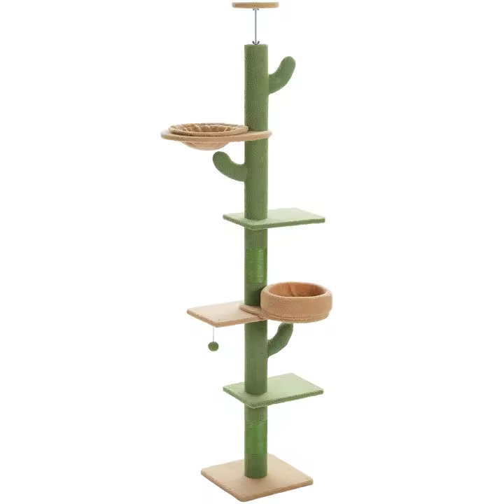 Árbol para gatos de altura ajustable, torre alta para gatos con hamaca, poste rascador, Rascador de gatos, Juguetes para gatos - 1