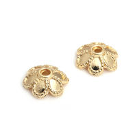 50 Uds. De cuentas redondas de latón de Color dorado de 18K, tapas de hojas de árbol y flores, suministros para hacer cuentas de joyería, accesorios Diy - details 12