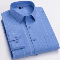 Camisa de manga larga para hombre, blusa informal, suave, antiarrugas, Formal, a rayas, de corte Regular, talla grande 7XL, 2024 - details 4