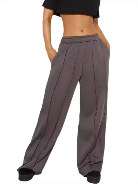 Pantalones deportivos de cintura elástica para mujer, pantalones largos fluidos para primavera y otoño, elásticos, clásicos y cómodos - 1