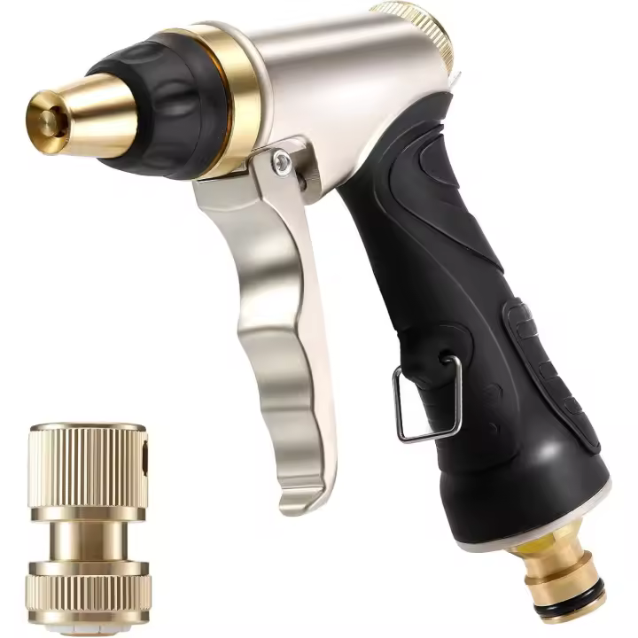 Pistola de manguera de jardín con boquilla de latón, boquilla de pulverización estable de alta presión para lavado de autos, limpieza de mascotas, jardines y aceras - 1