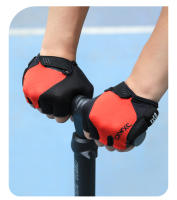 Guantes de medio dedo para bicicleta de montaña, manoplas cortas de GEL, almohadilla de Palma gruesa de 6mm, a prueba de golpes y antideslizante, tela elástica - details 16