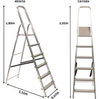 Escalera de Aluminio Antideslizante Ligera y Resistente 6 Peldaños con Gancho de Pared Multiusos - details 1