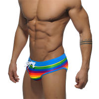 Jessborn calzoncillos de baño para hombre, bañador sexy de cintura baja con estampado de arcoíris, secado rápido - details 1
