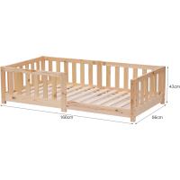 Cama de Madera Maciza de Pino Montessori 90 x 200 cm Blanco Protección contra Caídas y Somier - details 11