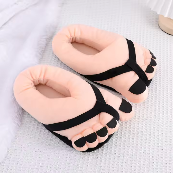 Winter Warm Slippers Big Toe Plush Slippers Anti Slip Funny Indoor Shoes For Men Women - 1