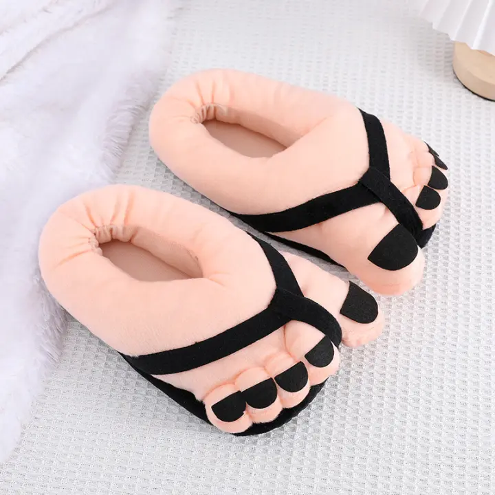 Winter Warm Slippers Big Toe Plush Slippers Anti Slip Funny Indoor Shoes For Men Women - 1