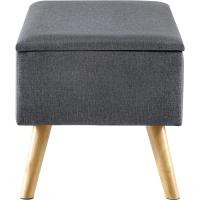 Pie Tapizado Banqueta con Almacenamiento Asiento Abatible hasta 150 kg MDF/Poliéster Patas de Madera 79 x 40 x 40 cm Gris Oscuro - details 5