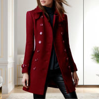 Abrigo informal de lana con doble botonadura para mujer, chaqueta de otoño e invierno, novedad - details 6