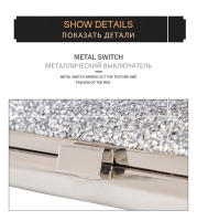 Bolso de mano de noche con lentejuelas de diamante para mujer, bolso de mano para boda, bolso de hombro para Banquete de fiesta, negro, dorado y plateado - details 9