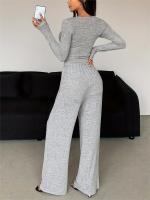 Nuevo Conjunto de Moda de Temporada Corta 2025 Camiseta de Manga Larga, Pantalones de Pierna Ancha, Cuello en V - details 7
