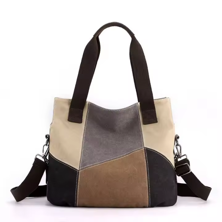 Bolso de lona para mujer, bolsa de mano de gran capacidad, estilo Retro, bandolera de viaje - 1