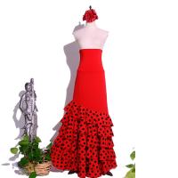 Vestido de Baile Flamenco Falda Volante de Cinturón Rojo Moda para Mujeres - details 3