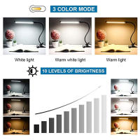 Lámpara LED de escritorio con Clip, luces de lectura de libros con 3 modos de color y atenuación de 10 niveles para cabecero de cama, mesa, iluminación de tareas - details 3