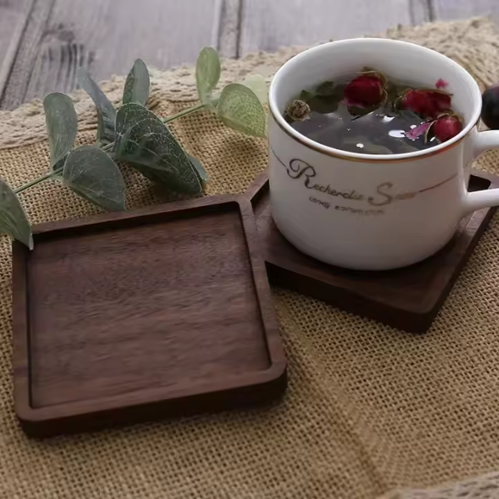 Posavasos de Caña Sólida Resistente al Calor, 8.8cm, Diseño Redondo Cuadrado - 1
