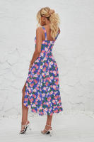 Vestido midi de satén con tirantes finos para mujer, abertura frontal, hueco - details 34