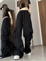 Pantalones Cargo de Cintura Alta Ropa de Calle Hip Hop para Mujeres Pantalones Grandes Bolsillos Casuales - details 4