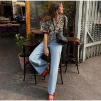 Elegante camisa delgada con tirantes huecas de leopardo para mujeres, blusa de manga corta o blusa de cuello - details 11