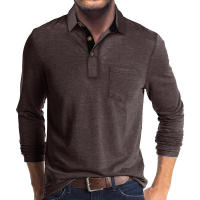 Camiseta Polo Básica de Manga Larga con Solapa para Hombre - details 43