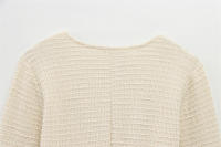Conjunto francés de dos piezas para mujer, estilo europeo, top texturizado con cuello en U, pantalones acampanados - details 5